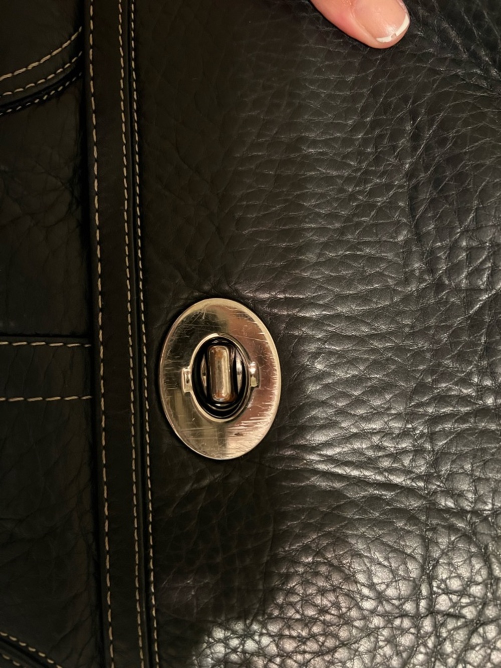 Coach Black Pebbled Leather Shoulder Bag with Silver Turnlock - Picture 8 of 14